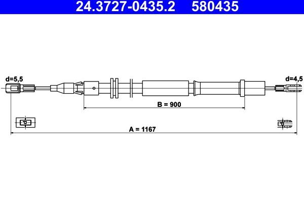 Трос ручника (тросик ручного тормоза) ATE. Артикул 24.3727-0435.2