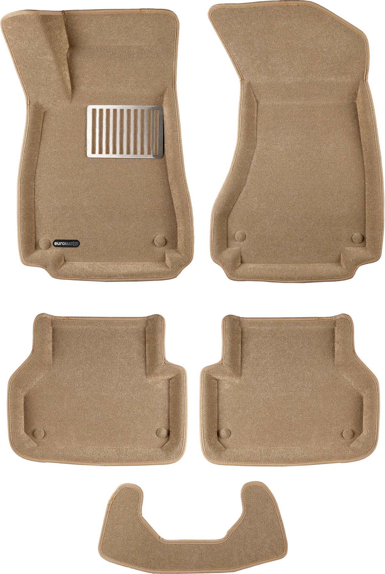 Коврики текстильные Euromat 3D Lux для салона Audi A4 B9 2016-2026 БЕЖЕВЫЕ. Артикул EM3D-001102T
