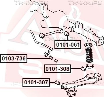Сайлентблок заднего рычага подвески Asva. Артикул 0101-061