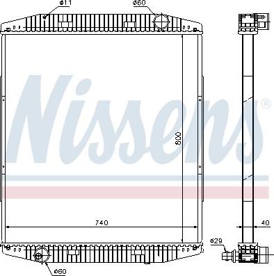 Радиатор охлаждения двигателя Nissens для IVECO EuroTech 1992-2026. Артикул 619730