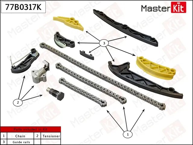 Комплект цепи ГРМ GREAT WALL GW4C20 без звездочек (Master KIT). Артикул 77B0317K