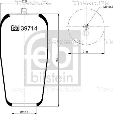 Пневмоподушка (пневморессора) Febi Bilstein передняя правая/левая для Mercedes-Benz Actros MP3 2008-2012. Артикул 39714