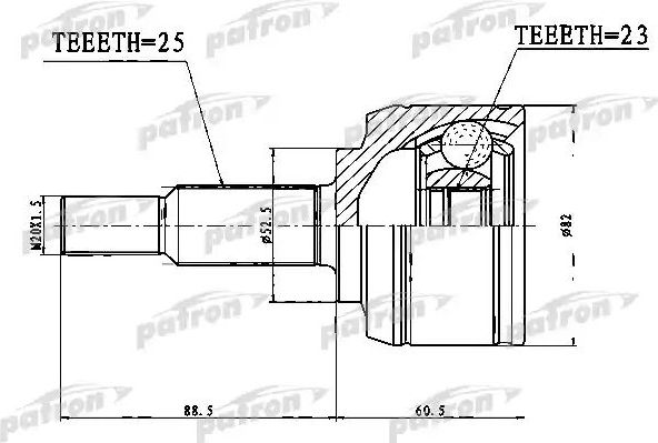 Шрус наружный (граната) Patron для Dacia Dokker I 2012-2026. Артикул PCV1767