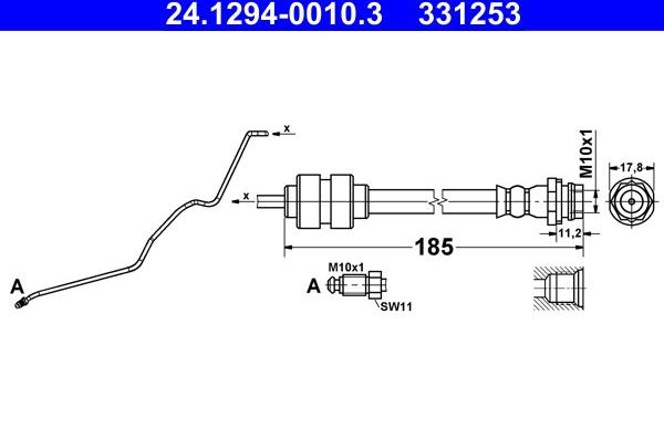 Тормозной шланг ATE. Артикул 24.1294-0010.3