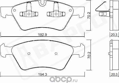 КОЛОДКИ ТОРМОЗНЫЕ ДИСКОВЫЕ ПЕРЕДНИЕ,BP0324 (Bapco). Артикул BP0324