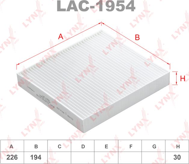 Салонный фильтр LYNXauto. Артикул LAC-1954