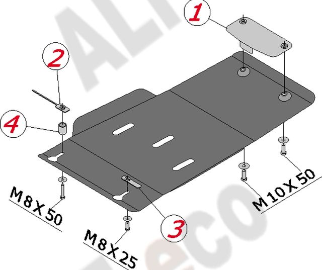 Защита алюминиевая Alfeco для АКПП Infiniti FX 37 II 2008-2012. Артикул ALF.29.03al