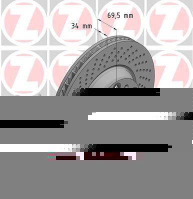 Тормозной диск Zimmermann Coat Z передний правый для Porsche 911 VI (997) 2006-2012. Артикул 460.1577.20