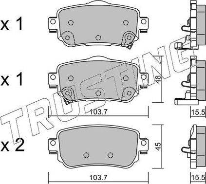Тормозные колодки Trusting задние для Nissan X-Trail T32 2013-2026. Артикул 1035.0