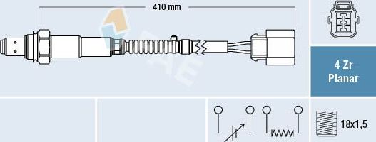 Лямбда-зонд (кислородный датчик) FAE. Артикул 77322