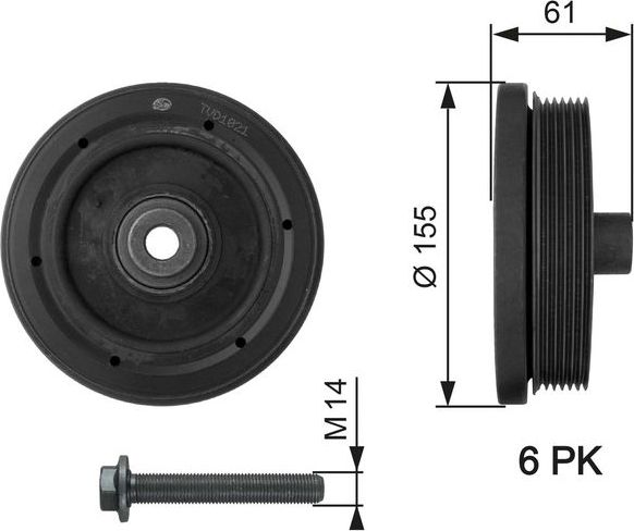 Шкив коленвала Gates DriveAlign®. Артикул TVD1021A