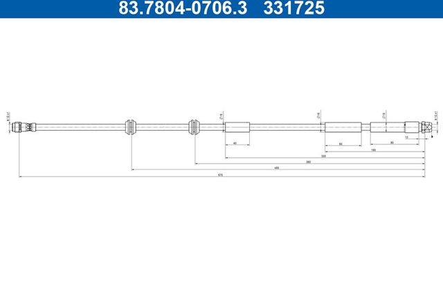 Тормозной шланг ATE передний для Mercedes-Benz GLE Coupe II (C167) 2019-2026. Артикул 83.7804-0706.3