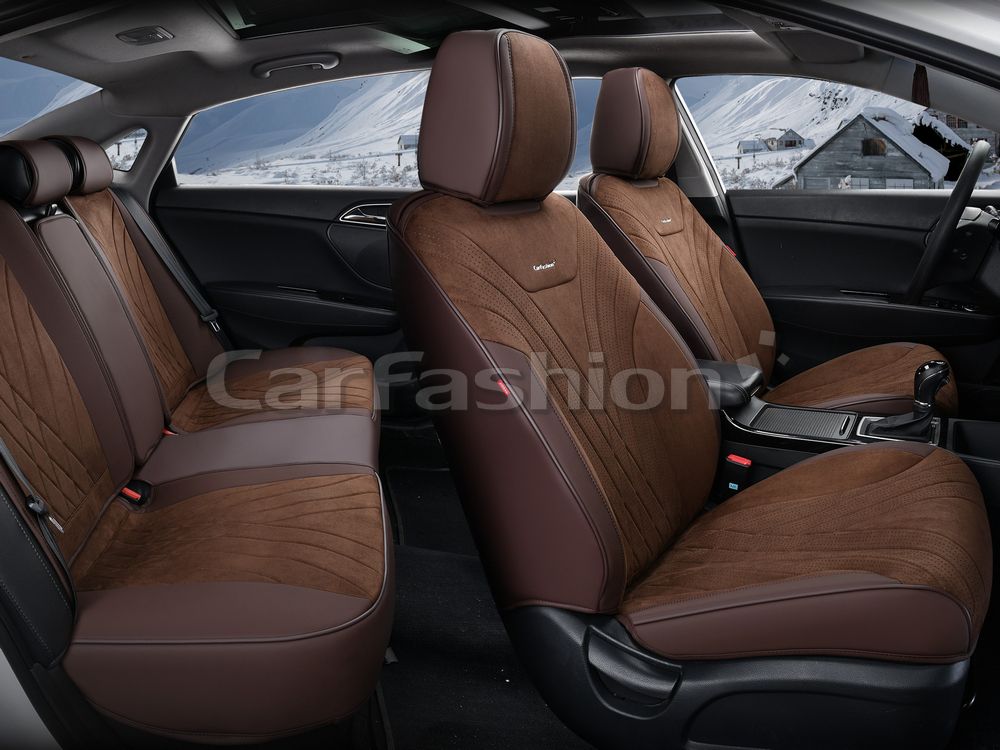 Чехлы универсальные каркасные CarFashion 5D Consul Plus на сидения авто, цвет Кофе/Кофе/Кофе. Артикул 27328