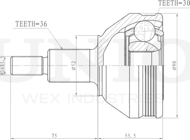 ШРУС наружный (Unio). Артикул CVJ-20017