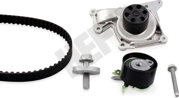Помпа (водяной насос) с комплектом ремня ГРМ Hepu. Артикул PK09651