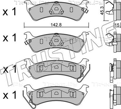 Тормозные колодки Trusting задние для Jeep Grand Cherokee I (ZJ) 1995-1999. Артикул 543.0