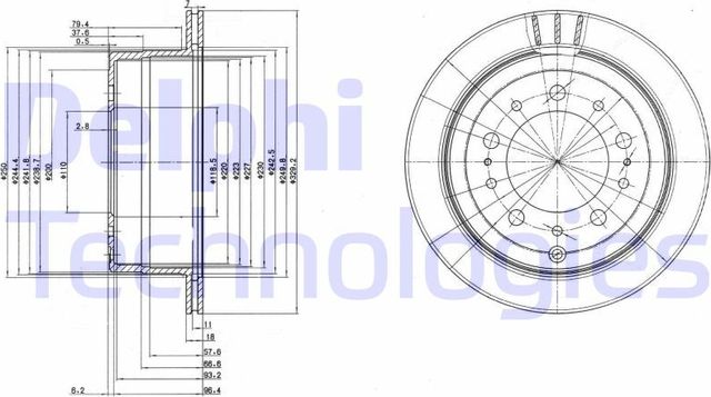 Тормозной диск Delphi задний для Lexus LX 470 1998-2008. Артикул BG3534