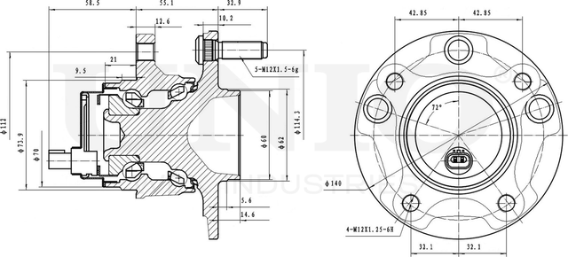 Ступица колеса с интегрированным подшипником (Unio). Артикул HUB-20268