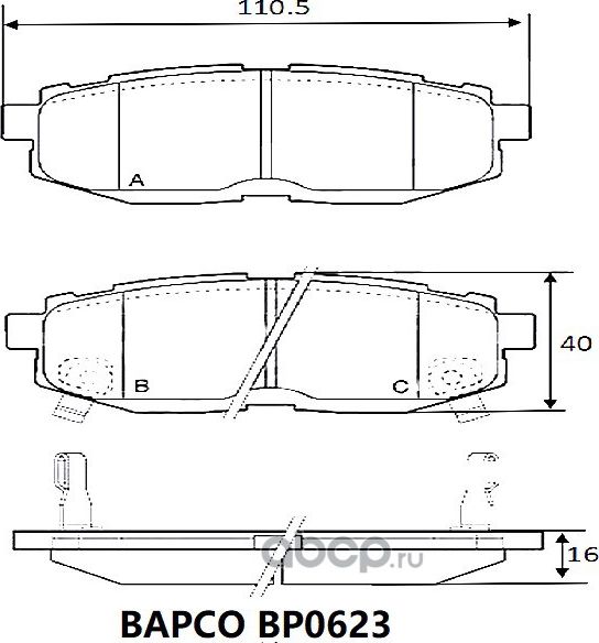 Колодки тормозные дисковые BP0623, (Bapco) Bapco. Артикул BP0623