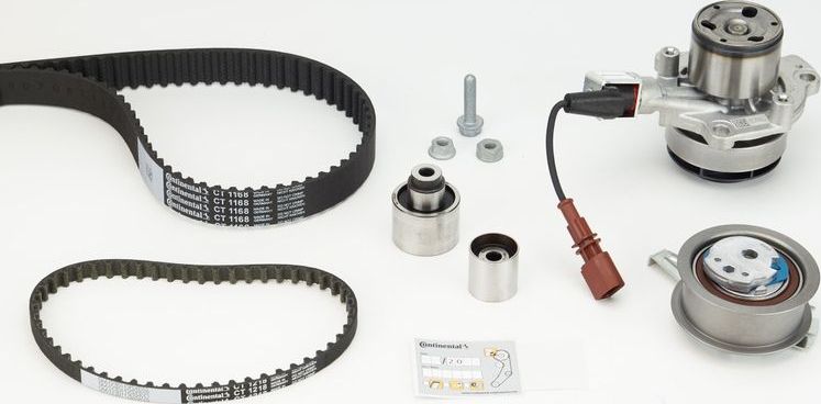 Помпа (водяной насос) с комплектом ремня ГРМ ContiTech. Артикул CT1168WP8PRO