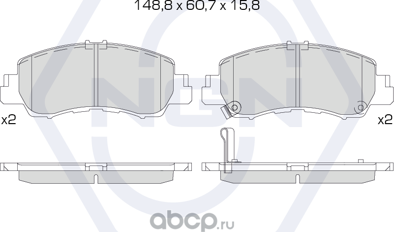 Колодки тормозные керамические, передние (NGN). Артикул 3502410