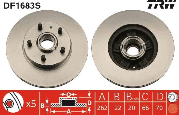 Тормозной диск TRW. Артикул DF1683S