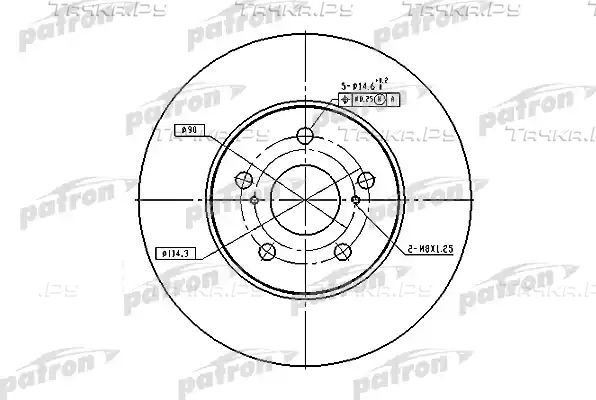 Тормозной диск Patron передний для Toyota Alphard I 2003-2008. Артикул PBD4204