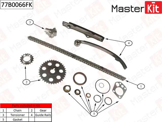 77B0066FK Комплект цепи ГРМ Ford Maverick 2.4 i 93-98\NISSAN Terrano II 2.4 I KA24E 92-02 (Master KIT) Master KIT. Артикул 77b0066fk