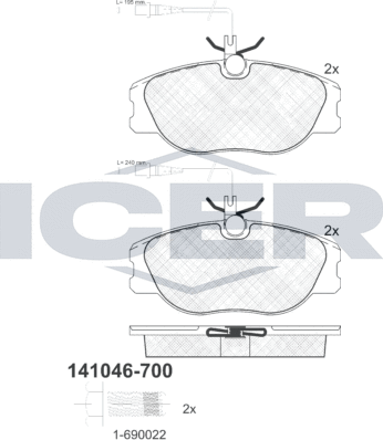 Тормозные колодки Icer. Артикул 141046-700
