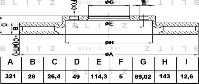 Диск тормозной HYUNDAI IX55/SANTA FE 06- перед.вент. (Blitz). Артикул BS0292