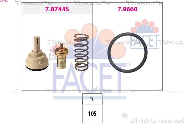 Термостат Facet Made in Italy - OE Equivalent для Volkswagen Passat B7 2010-2014. Артикул 7.8744