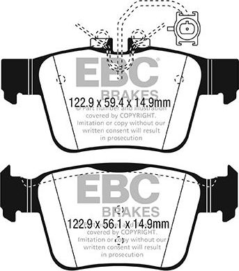 Тормозные колодки EBC Brakes задние для Maserati Levante I 2016-2026. Артикул DP22315