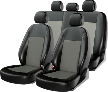 Чехлы универсальные CarFashion Atom Jacquard на сидения авто, цвет Черный/Светло серый/Серый. Артикул 10800