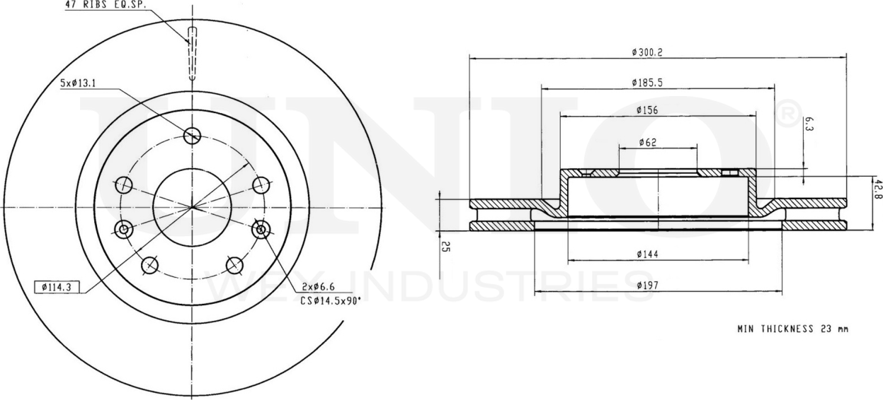 Диск тормозной (Unio). Артикул BRD-20066