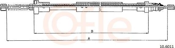 Трос ручника (тросик ручного тормоза) Cofle задний правый/левый для Peugeot 106 I 1991-1996. Артикул 10.6011