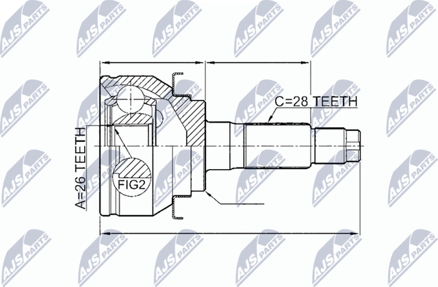 Шрус внутренний (граната) NTY передний для Ford Ranger III 2011-2015. Артикул NPZ-FR-047