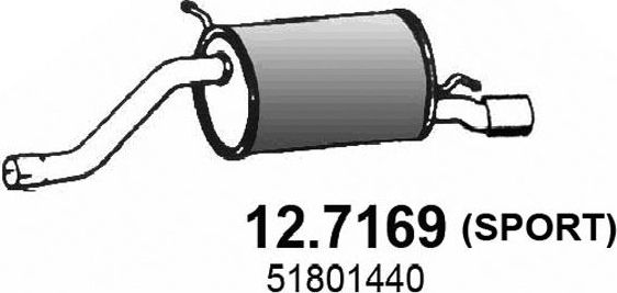 Глушитель Asso для Fiat Punto III Punto Evo 2009-2012. Артикул 12.7169