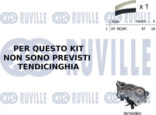 Помпа (водяной насос) с комплектом ремня ГРМ Ruville. Артикул 55B0052