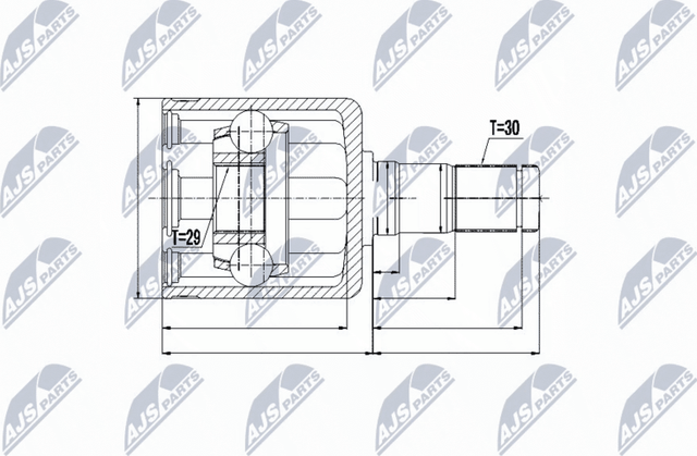 Шрус внутренний (граната) NTY для Renault Koleos I 2008-2016. Артикул NPW-NS-050