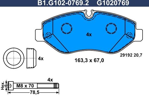 Тормозные колодки Galfer. Артикул B1.G102-0769.2