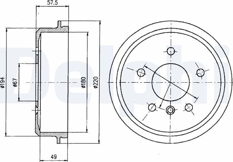 Тормозной барабан Delphi. Артикул BF395