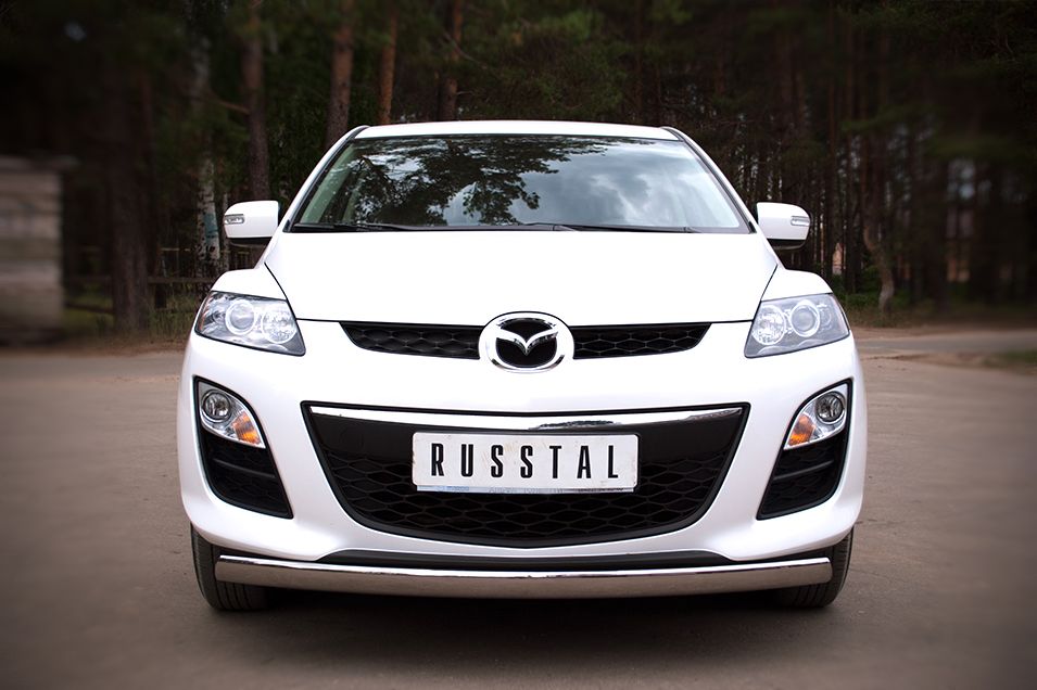 Защита RusStal переднего бампера d75х42 овал для Mazda CX-7 2010-2013. Артикул MC7Z-000642