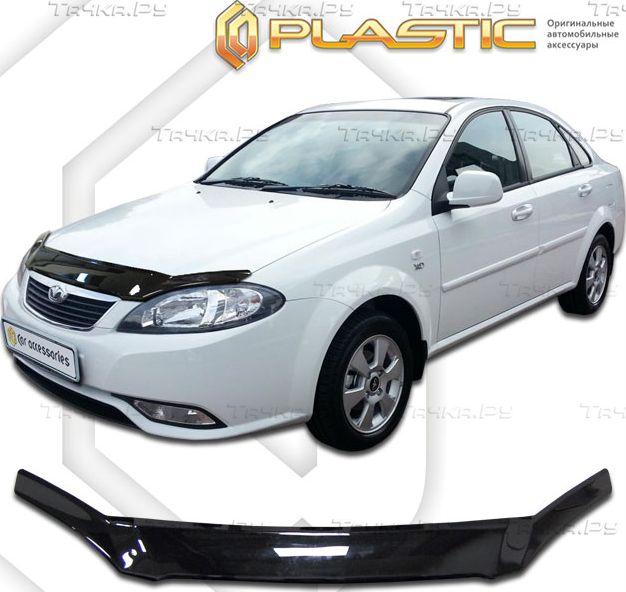 Дефлектор СА Пластик для капота (Classic черный) Daewoo Gentra седан 2013-2015. Артикул 2010010108991