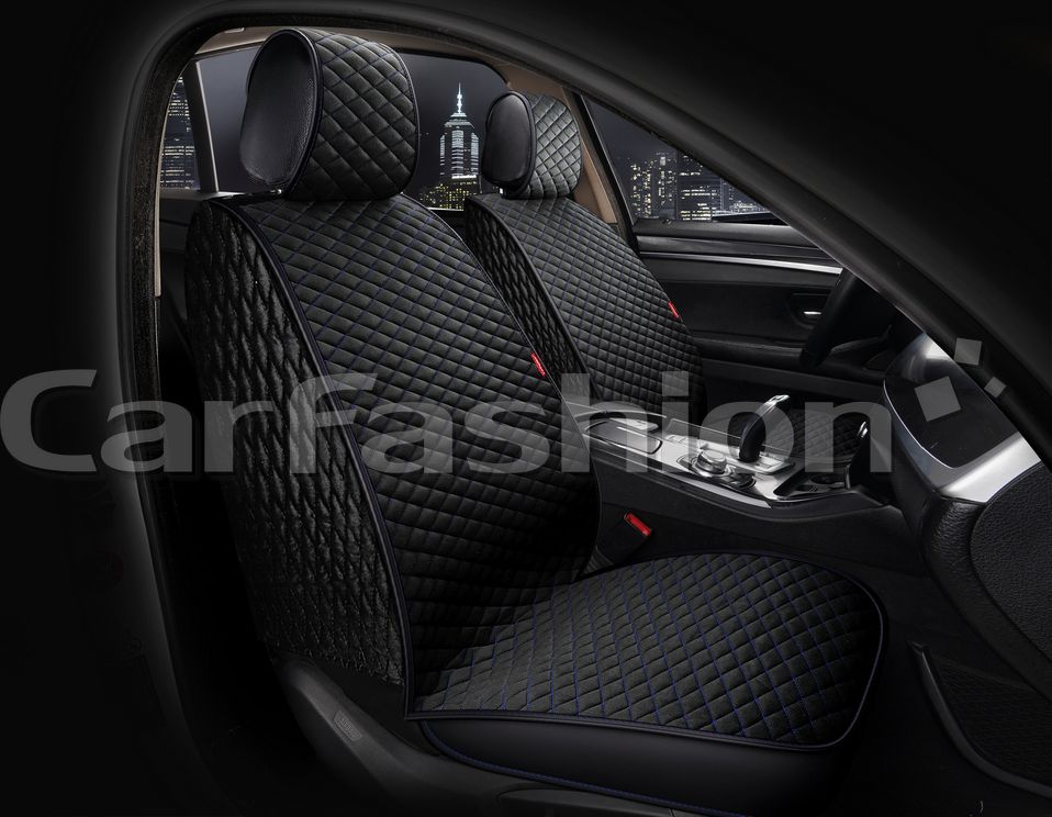 Накидки универсальные CarFashion Romb Front на передние сидения авто, цвет Черный/Черный/Синий. Артикул 26215