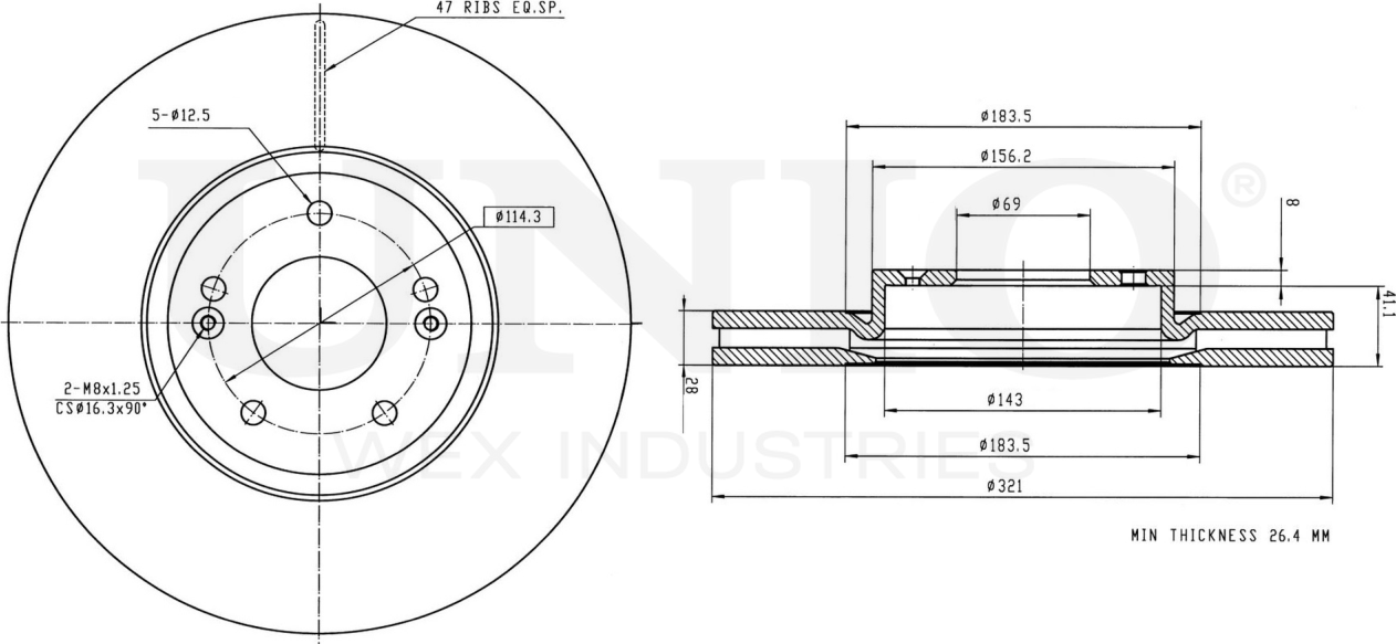Диск тормозной (Unio). Артикул BRD-20110