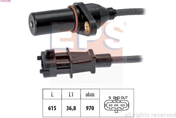 Датчик положения коленвала EPS Made in Italy - OE Equivalent. Артикул 1.953.569