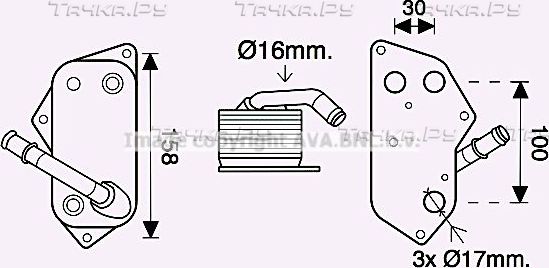 Радиатор масляный (маслоохладитель) для двигателя AVA для BMW 1 I (E82/E88) 2007-2013. Артикул BW3558
