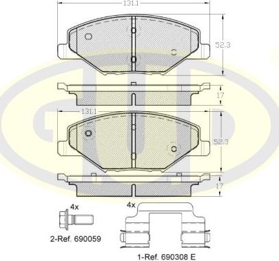 Тормозные колодки G.U.D.. Артикул GBP155300