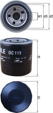 Масляный фильтр Mahle-Knecht. Артикул OC 115