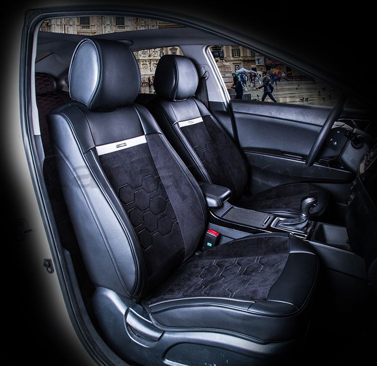 Накидки универсальные CarFashion Evolution для авто, цвет Черный/Черный/Белый. Артикул 21435